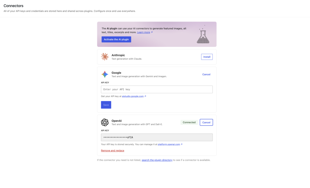 Wordpress AI Settings